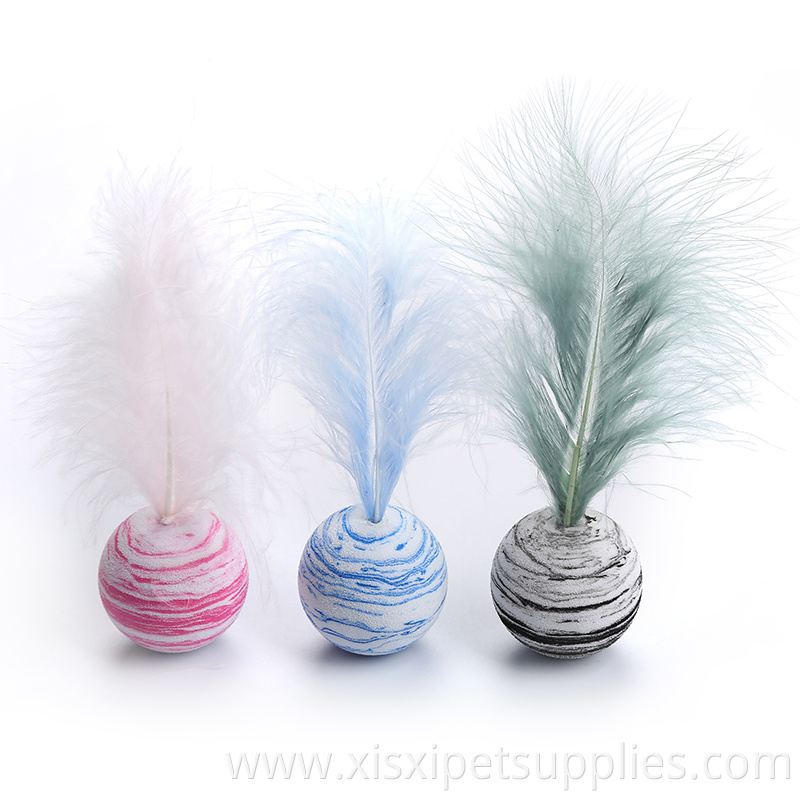amazon hot sell space cat toy pet cat ball with feather